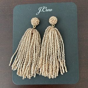 J Crew Gold Beaded Tassel Earrings